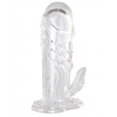Прозрачная гелевая насадка с клиторальным отростком - 13 см. - Toyfa Basic - в Новошахтинске купить с доставкой