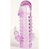 Закрытая фиолетовая насадка с 2 отростками - 13 см. - Toyfa Basic - в Новошахтинске купить с доставкой