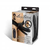 Полый страпон с двумя отростками и вибрацией Unisex Vibrating Hollow Strap-On Double Penetrating Dildo - 17,8 см. - Lux Fetish - купить с доставкой в Новошахтинске