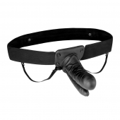 Полый страпон с двумя отростками и вибрацией Unisex Vibrating Hollow Strap-On Double Penetrating Dildo - 17,8 см. - Lux Fetish - купить с доставкой в Новошахтинске