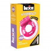 Розовое эрекционное виброкольцо Luxe VIBRO  Ужас Альпиниста  + презерватив - Luxe - в Новошахтинске купить с доставкой