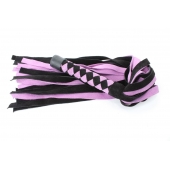 Черно-розовая плеть из замши - 58 см. - БДСМ Арсенал - купить с доставкой в Новошахтинске