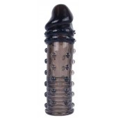 Черная насадка на пенис с пупырышками - 15 см. - Sex Expert - в Новошахтинске купить с доставкой