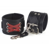 Кожаные наручники с декоративной лаковой шнуровкой - Sitabella - купить с доставкой в Новошахтинске