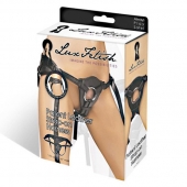 Черные трусики для страпона из патентованной кожи - Lux Fetish - купить с доставкой в Новошахтинске