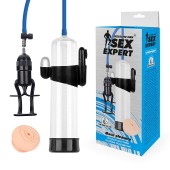 Прозрачная вакуумная вибропомпа Sex Expert с насадкой-вагиной - Sex Expert - в Новошахтинске купить с доставкой