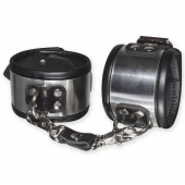 Эффектные серебристо-черные наручники с металлическим блеском - Sitabella - купить с доставкой в Новошахтинске