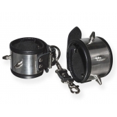 Серебристо-черные наручники с шипами и металлическим блеском - Sitabella - купить с доставкой в Новошахтинске