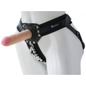 Черный пояс-трусики с насадкой  Гламур Dana  - 15,5 см. - LOVETOY (А-Полимер) - купить с доставкой в Новошахтинске