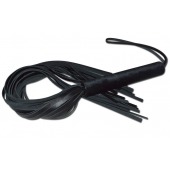 Чёрная кожаная плеть с жесткой ручкой - 63 см. - Sitabella - купить с доставкой в Новошахтинске