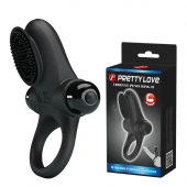 Черное эрекционное виброкольцо в клиторальной щеточкой Vibrant Penis Ring II - Baile - в Новошахтинске купить с доставкой