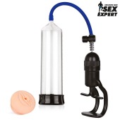 Прозрачная вакуумная помпа с ручным поршнем - Sex Expert - в Новошахтинске купить с доставкой