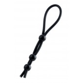 Черное лассо на пенис с тремя бусинами - A-toys - в Новошахтинске купить с доставкой