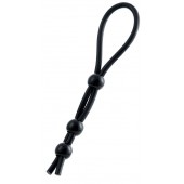 Черное лассо на пенис с тремя бусинами - A-toys - в Новошахтинске купить с доставкой