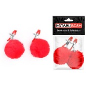 Зажимы для сосков с красным пушком - Notabu - купить с доставкой в Новошахтинске