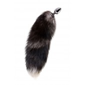 Серебристая металлическая анальная втулка с хвостом чернобурой лисы - размер S - ToyFa - купить с доставкой в Новошахтинске