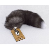 Серебристая анальная пробка с пушистым хвостиком - Sitabella - купить с доставкой в Новошахтинске