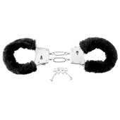 Меховые чёрные наручники Beginner s Furry Cuffs - Pipedream - купить с доставкой в Новошахтинске