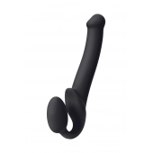 Черный безремневой страпон Silicone Bendable Strap-On M - Strap-on-me - купить с доставкой в Новошахтинске