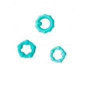 Набор из 3 бирюзовых рельефных эрекционных колец - Sitabella - в Новошахтинске купить с доставкой