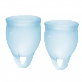 Набор голубых менструальных чаш Feel confident Menstrual Cup - Satisfyer - купить с доставкой в Новошахтинске