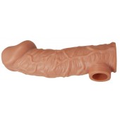 Телесная насадка на фаллос с отверстием для мошонки EXTREME SLEEVE - 17,6 см. - KOKOS - в Новошахтинске купить с доставкой