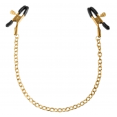 Чёрные с золотом зажимы на соски Gold Chain Nipple Clamps - Pipedream - купить с доставкой в Новошахтинске