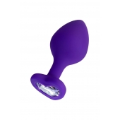 Фиолетовая анальная втулка Diamond Heart с прозрачным кристаллом - 8 см. - ToyFa - купить с доставкой в Новошахтинске