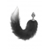 Серебристая анальная пробка с черным хвостом Galaxy - Lola Games - купить с доставкой в Новошахтинске