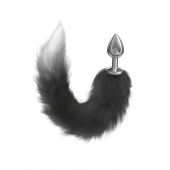 Серебристая анальная пробка с черным хвостом Starlit - Lola Games - купить с доставкой в Новошахтинске