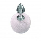 Серебристая анальная пробка с белым пушистым хвостиком Twinkle - Lola Games - купить с доставкой в Новошахтинске