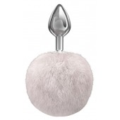 Серебристая анальная пробка с белым пушистым хвостиком Twinkle - Lola Games - купить с доставкой в Новошахтинске