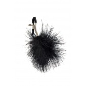 Зажимы на соски с черным пухом Euphoric - Lola Games - купить с доставкой в Новошахтинске