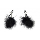 Зажимы на соски с черным пухом Euphoric - Lola Games - купить с доставкой в Новошахтинске