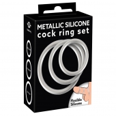 Набор из 3 эрекционных колец под металл Metallic Silicone Cock Ring Set - Orion - в Новошахтинске купить с доставкой