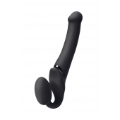 Черный безремневой вибрострапон Silicone Bendable Strap-On M - Strap-on-me - купить с доставкой в Новошахтинске