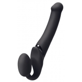 Черный безремневой вибрострапон Silicone Bendable Strap-On M - Strap-on-me - купить с доставкой в Новошахтинске