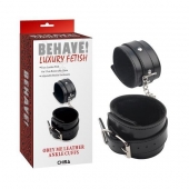 Черные оковы на ноги Obey Me Leather Ankle Cuffs - Chisa - купить с доставкой в Новошахтинске