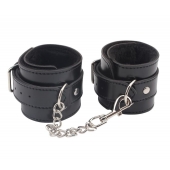 Черные оковы на ноги Obey Me Leather Ankle Cuffs - Chisa - купить с доставкой в Новошахтинске