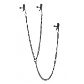 Черные зажимы на соски и клитор на цепочке DELUXE NIPPLE   CLIT CLAMPS - Dream Toys - купить с доставкой в Новошахтинске