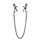 Черные зажимы на соски на цепочке BLAZE DELUXE NIPPLE CLAMPS - Dream Toys - купить с доставкой в Новошахтинске