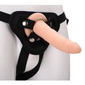 Телесный страпон на черных трусиках STRAP ON REAL DILDO - 20 см. - Dream Toys - купить с доставкой в Новошахтинске