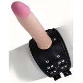 Черный пояс на бедро  Люкс  с телесной насадкой - LOVETOY (А-Полимер) - купить с доставкой в Новошахтинске