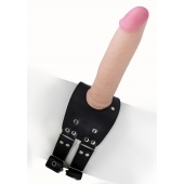 Черный узкий пояс на бедро с телесной насадкой - LOVETOY (А-Полимер) - купить с доставкой в Новошахтинске