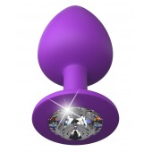 Фиолетовая анальная пробка со стразом Her Little Gem Large Plug - 9,5 см. - Pipedream - купить с доставкой в Новошахтинске