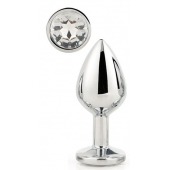 Серебристая анальная втулка с прозрачным кристаллом - 7,1 см. - Dream Toys - купить с доставкой в Новошахтинске