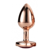 Золотистая анальная втулка с кристаллом-сердечком розового цвета - 7,1 см. - Dream Toys - купить с доставкой в Новошахтинске