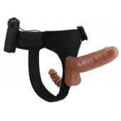 Страпон с вагинальной пробкой и вибрацией Ultra Passionate Harness - 16 см. - Baile - купить с доставкой в Новошахтинске