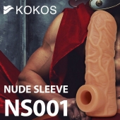 Телесная открытая насадка-реалистик с подхватом мошонки Nude Sleeve L - 14 см. - KOKOS - в Новошахтинске купить с доставкой