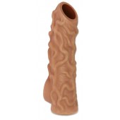 Телесная насадка с венками и открытой головкой Nude Sleeve L - 14 см. - KOKOS - в Новошахтинске купить с доставкой